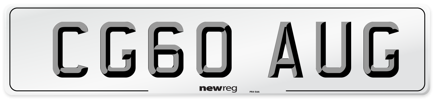 CG60 AUG Number Plate from New Reg